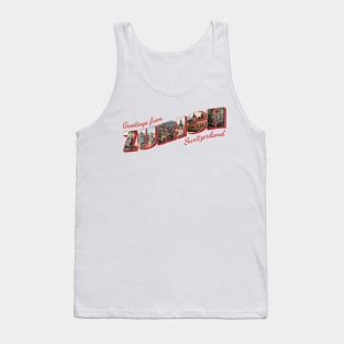 Greetings from Zurich in Switzerland Vintage style retro souvenir Tank Top